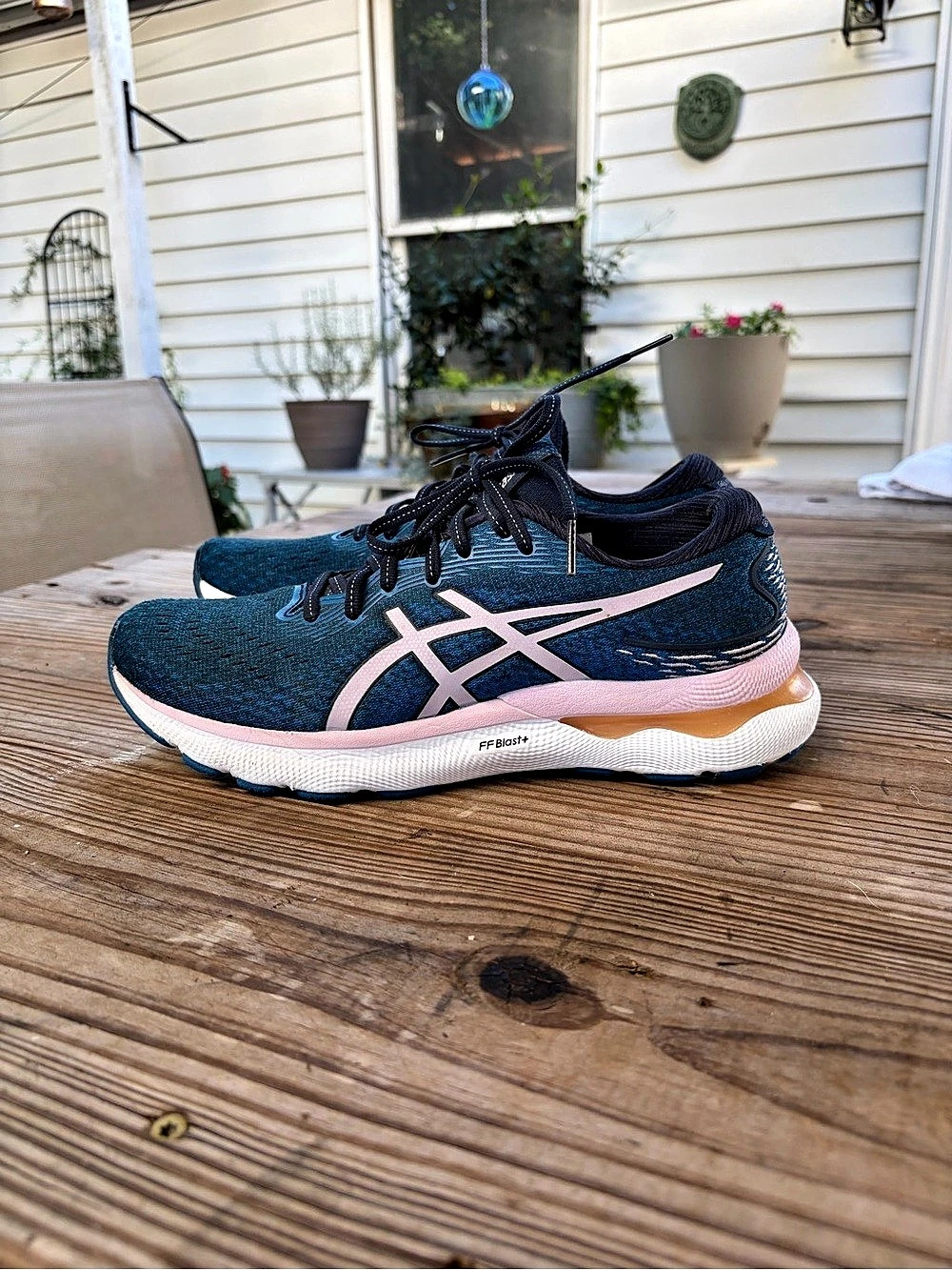 ASICS Gel-Nimbus 24 Women’s 9 Wide Running Shoes Blue Pink FF Blast+